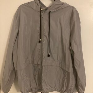 Gray Hooded Windbreaker Jacket